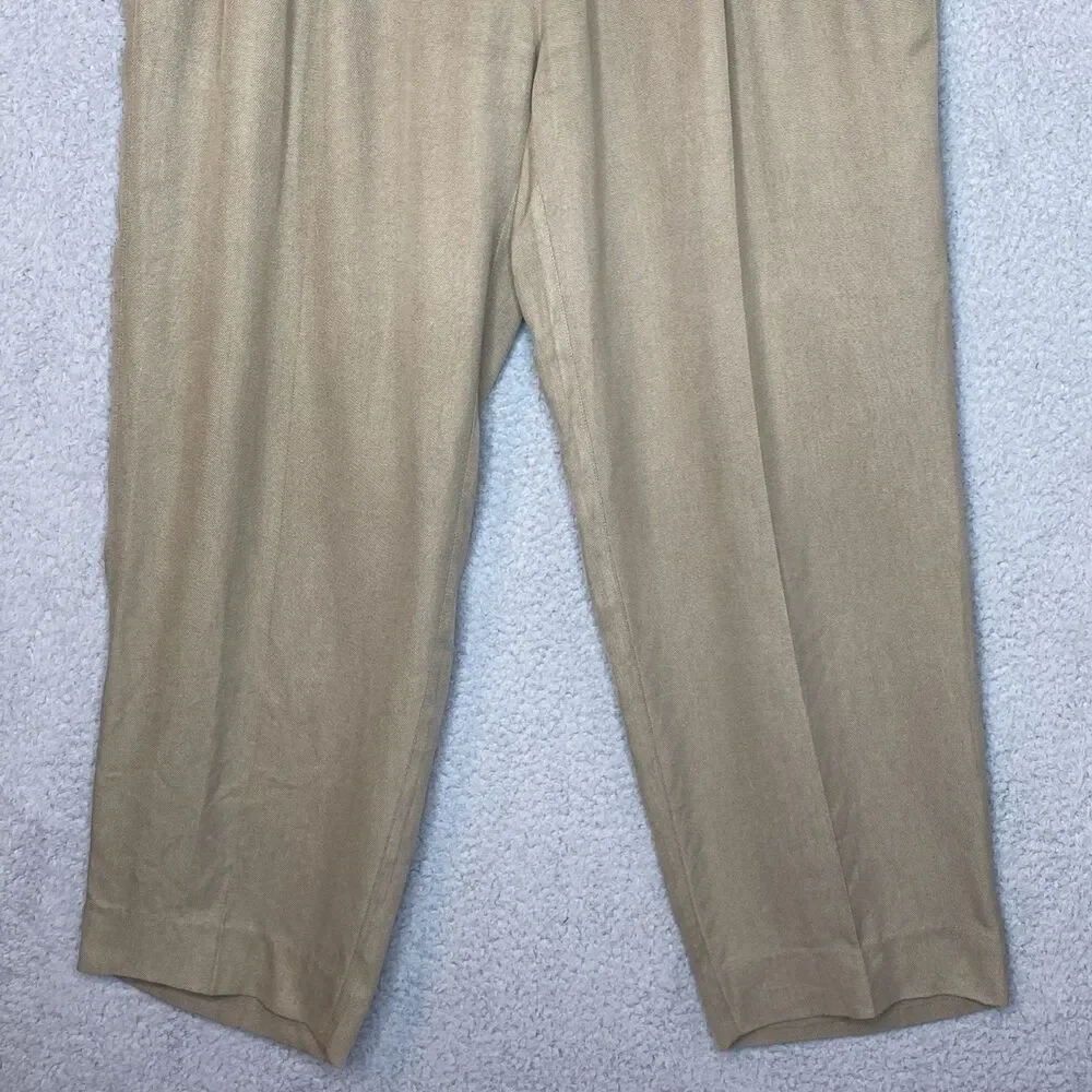 Tommy Bahama Mens 100% Silk Brown Pleated Relaxed Pants 36x29
